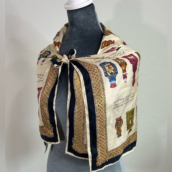 ECHO- Silky Square - XL scarf Shawl- perfume bottles- elegant- cream blue - Picture 6 of 9